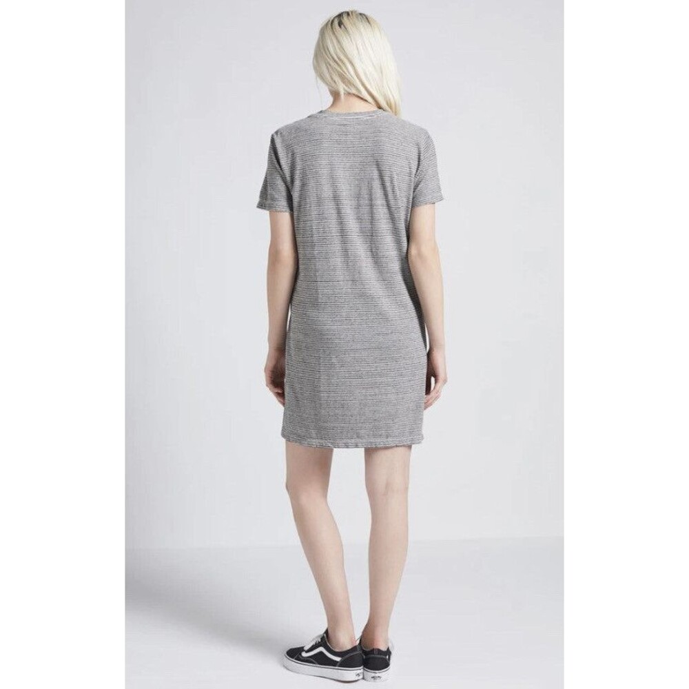 Current Elliott Women Beatnik Shrirt Dress Size M Gray Striped Distressed Casual - Picture 13 of 14